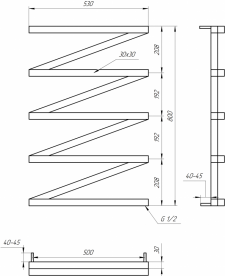 Электрический полотенцесушитель Genesis-Aqua ZigZag 80х53 см нержавеющая сталь белый GA-42012
