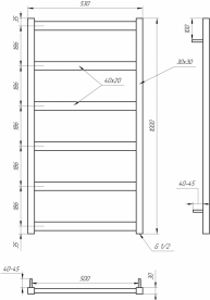 Электрический полотенцесушитель Genesis-Aqua Minimal 100x53 см черный GA-6005