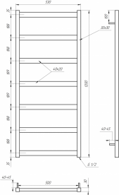 Електрична рушникосушка Genesis-Aqua Minimal 120x53 см чорний GA-6006