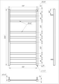 Электрический полотенцесушитель Genesis-Aqua Tristar 100x53 см черный GA-1105