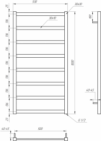 Електрична рушникосушка Genesis-Aqua Lono 100x53 см чорний GA-2805
