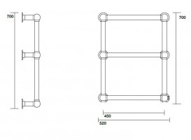 Електричний полотенцесушитель Kerasan Retro 520х700х130 хром 740190