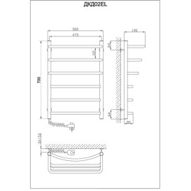Электрический полотенцесушитель Kroner Каскад дуга 700x500/6 ER (Сб1-С1-См1-Д3) левое подключение хром ДКД02ЕL