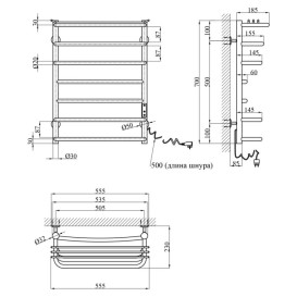 Электрический полотенцесушитель Kroner KRP Stern ST-ER70x50-7 55,5х70 см нержавеющая сталь CV036329