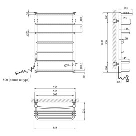 Электрический полотенцесушитель Kroner KRP Stern ST-EL80x50-7 55,5х80 см нержавеющая сталь CV036330
