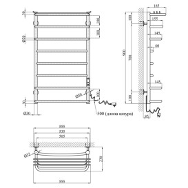 Електричний сушка для рушників Kroner KRP Stern ST-ER90x50-8 55,5х90 см нержавіюча сталь CV036333
