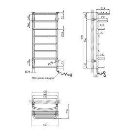 Электрический полотенцесушитель Kroner Канна ДК059040-8ER 44х90 см нержавеющая сталь хром CV032310