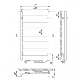 Електричний полотенцесушитель Laris Альфа П7 400x700 Е (підключення праворуч) 73207458