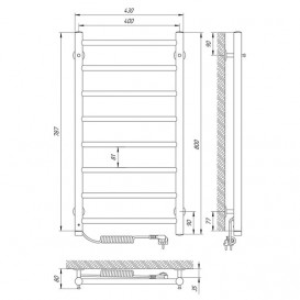Електричний полотенцесушитель Laris Альфа П8 400x800 Е (підключення зліва) 73207459