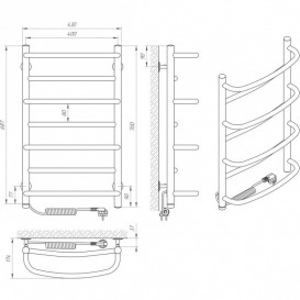 Електрична сушарка для рушників Laris Євромікс П7 400x700 Е сенсор S3 підключення зліва хром 73207678