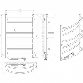 Електрична сушарка для рушників Laris Євромікс П8 500x800 Е сенсор S3 підключення зліва хром 73207682