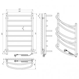 Электрический полотенцесушитель Laris Евромикс П8 500x800 Э сенсор S3 подключение справа хром 73207683