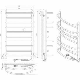 Электрический полотенцесушитель Laris Евромикс П10 500x900 Э сенсор S3 подключение справа хром 73207685