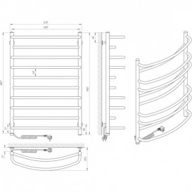 Електрична сушарка для рушників Laris Євромікс П10 600x900 Е сенсор S3 підключення зліва хром 73207686