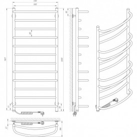 Електрична сушарка для рушників Laris Євромікс  П12 500x1200 Е сенсор S3 підключення зліва хром 73207688