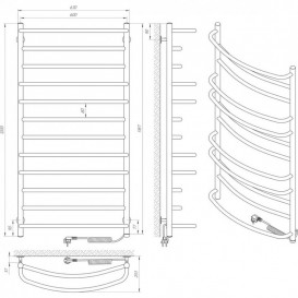Электрический полотенцесушитель Laris Евромикс П12 600x1200 Э сенсор S3 подключение справа хром 73207691