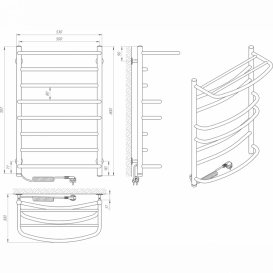 Електрична сушарка для рушників Laris Євромікс П8 500x800 Е з полицею сенсор S3 підключення зліва хром 73207692