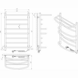 Електрична сушарка для рушників Laris Євромікс П8 500x800 Е з полицею сенсор S3 підключення праворуч хром 73207693
