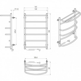 Электрический полотенцесушитель Laris Еврофлеш П6 500x800 Э с полкой подключение слева хром 73207610