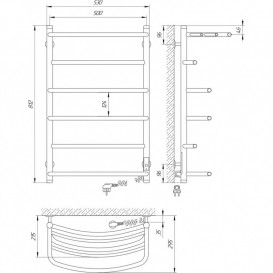 Електрична сушарка для рушників Laris Єврофлеш П6 500x800 Е з полицею підключення праворуч хром 73207611