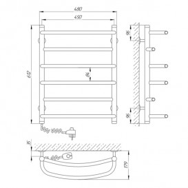 Електричний полотенцесушитель Laris Євромікс П6 Е 450x600 мм лівий 73207094