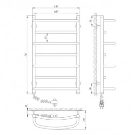 Електричний полотенцесушитель Laris Євромікс П7 Е 400x700 мм лівий 73207183