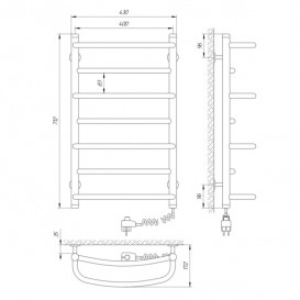 Електричний полотенцесушитель Laris Євромікс П7 Е 400x700 мм правий 73207184