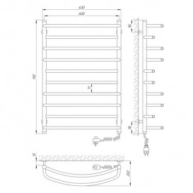 Електричний полотенцесушитель Laris Євромікс П10 Е 600х900 мм правий 73207197