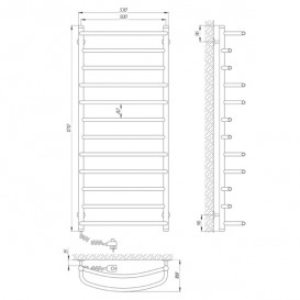 Електричний полотенцесушитель Laris Євромікс П12 Е 500х1200 мм лівий 73207219