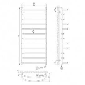 Электрический полотенцесушитель Laris Евромикс П12 Э 500х1200 мм правый 73207220