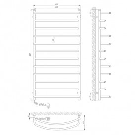 Електричний полотенцесушитель Laris Євромікс П12 Е 600х1200 мм лівий 73207209