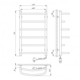Електричний полотенцесушитель Laris Еврофлеш П6 Е 400x700 мм правий 73207383