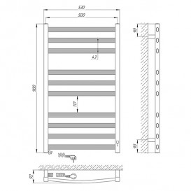 Електричний полотенцесушитель Laris Гранд П10 Е 500х900 мм лівий 73207364