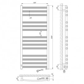 Электрический полотенцесушитель Laris Гранд П14 Э 500х1200 мм правый 73207371