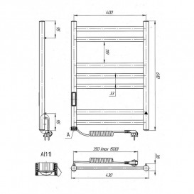 Электрический полотенцесушитель Laris Кватро П7 400Х600 Э подключение слева хром 73207658