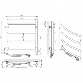 Электрический полотенцесушитель Laris Классик П4 450x500 Э сенсор S3 подключение слева хром 73207719