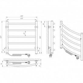 Электрический полотенцесушитель Laris Классик П5 450x500 Э сенсор S3 подключение слева хром 73207721