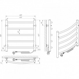 Электрический полотенцесушитель Laris Классик П5 450x500 Э сенсор S3 подключение справа хром 73207722