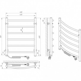 Электрический полотенцесушитель Laris Классик П6 450x600 Э сенсор S3 подключение слева хром 73207723