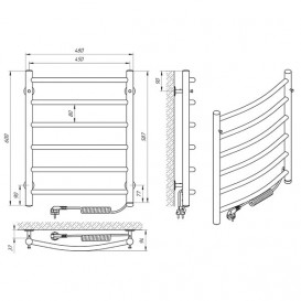 Электрический полотенцесушитель Laris Классик П6 450x600 Э сенсор S3 подключение справа хром 73207724
