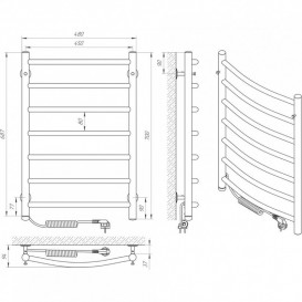 Электрический полотенцесушитель Laris Классик П7 450x700 Э сенсор S3 подключение слева хром 73207725