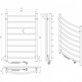 Электрический полотенцесушитель Laris Классик П8 500x800 Э сенсор S3 подключение слева хром 73207727