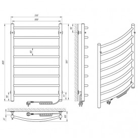 Электрический полотенцесушитель Laris Классик П8 500x800 Э сенсор S3 подключение справа хром 73207728