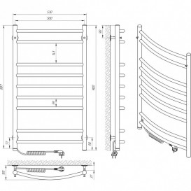 Электрический полотенцесушитель Laris Классик П9 500x900 Э сенсор S3 подключение слева хром 73207729