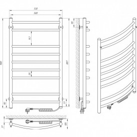 Электрический полотенцесушитель Laris Классик П9 500x900 Э сенсор S3 подключение справа хром 73207730