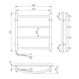 Электрический полотенцесушитель Laris Классик П4 Э 450x500 мм левый 73207044