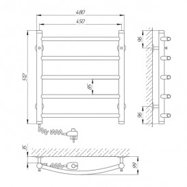Электрический полотенцесушитель Laris Классик П5 Э 450x500 мм левый 73207046