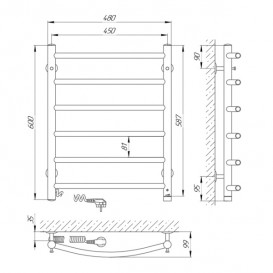 Электрический полотенцесушитель Laris Классик П6 Э 450x600 мм левый 73207048
