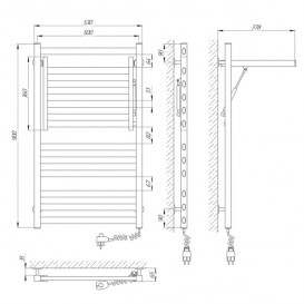Электрический полотенцесушитель Laris Сириус П12 Э 500х900 мм правый 71207683