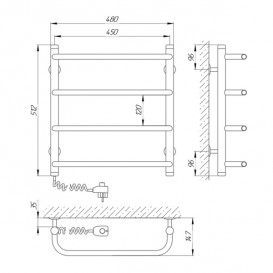 Электрический полотенцесушитель Laris Стандарт П4 Э 450x500 мм левый 73207080